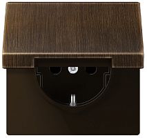 Розетка с заземлением без рамки Jung LS990 metal 1-м. крышка шторки для IP44 античная латунь картинка